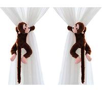 Lot de 2 Embrasse à Rideaux Mignon pour Chambre d'enfant Crochets de Rideau Singe Peluche Boucle à Rideaux Décoration de Fenêtre Accessoires Rideaux Embrasses Corde Pinces Rideaux…