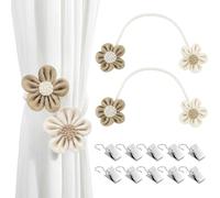 Lot de 2 embrasses de rideau mignonnes en forme d'ours et fleurs - Pour décoration de la maison, de la chambre d'enfant (avec clip à crochet)