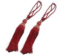 Lot de 2 embrasses de rideaux classiques à pompons pour décoration traditionnelle et moderne (rouge)