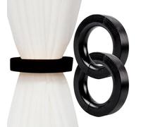 Lot de 2 Embrasses de Rideaux en Bois en Forme D'anneau, Style Européen Classique et Rétro, pour Fenêtre, Maison, Bureau, Décoratives, Magnétiques, Solides, Propres et Durables(Black)