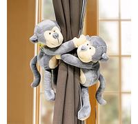 Lot de 2 embrasses de rideaux en forme d'animal de dessin animé - Raton laveur / Singe à longue queue - Accessoires de décoration de chambre d’enfant (B)
