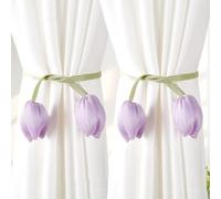 Lot de 2 embrasses de rideaux en forme de tulipe pour décoration de maison ou de bureau Violet