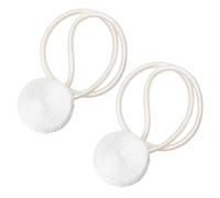 Lot de 2 embrasses de rideaux magnétiques avec aimants - En polyester - Design rond - Pour salon, chambre à coucher - Blanc