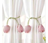 Lot de 2 embrasses de rideaux mignonnes tulipes - Embrasses de rideaux - Fleurs colorées - Pour la décoration de la maison, de la chambre d'enfant - (C)