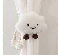 Lot de 2 embrasses de rideaux - Nuages de dessin animé - Avec corde - Nuages 3D - Pour décoration de chambre d'enfant - Blanc