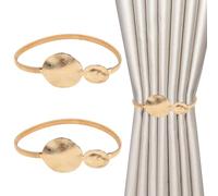 Lot de 2 Embrasses de Rideaux Réglables, sans Perçage Embrasse Rideaux, Motif de Feuille de Lotus Dorée, sans Perçage, Sangles de Rideauxs en Métal pour Décoration de Fenêtre de Maison