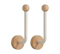 Lot de 2 embrasses de rideaux sans perçage en bois - Crochets muraux adhésifs pour rideaux, base en bois de hêtre de qualité supérieure, pour carrelage, verre, métal