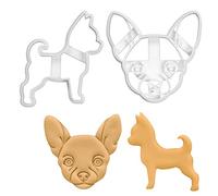 lot de 2 emporte-pièces chihuahua (motifs: silhouette chihuahua et visage chihuahua), 2 pièces
