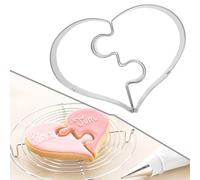 Lot de 2 emporte-pièces en forme de cœur en acier inoxydable pour faire des biscuits en forme de puzzle, idéal pour les surprises d'amour lors d'occasions spéciales