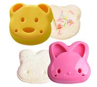 Lot de 2 emporte-pièces en forme de lapin pour enfants - Moule à sandwich jaune et rose - Pour activités parent-enfant