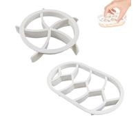 Lot de 2 emporte-pièces en plastique Moules à Pain Ronds Ovales Emporte Pièces 3D Moule Biscuit Plastique pour Gâteaux Cookies Sablé Bonbons Ramadan Patisserie (Blancs)