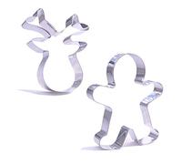 Lot de 2 emporte-pièces géants de Noël en forme de tête de renne du Père Noël et bonhomme en pain d'épices en acier inoxydable 12,7 cm