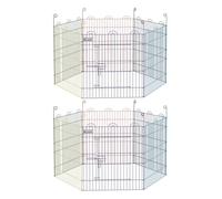 Lot de 2 enclos PawHut pliant en métal pour chiens lapins rongeurs petits animaux intérieur et extérieur 12 panneaux 58 x 60 cm