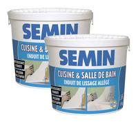 Semin A04733 Enduit de Lissage Cuisine et Salle de Bains, Adapté aux Pièces Humides, Seau de 1 kg (Lot de 2)
