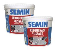 Lot de 2 enduits de rebouchage en pâte spécial fissures et trous de vis Semin - intérieur-extérieur - seau de 1,5 kg