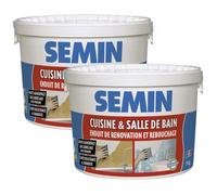 Lot de 2 enduits de rebouchage et rénovation spécial cuisine et salle de bain Semin - adapté aux pièces humides - seau de 5 kg