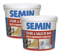 Lot de 2 enduits de rebouchage et rénovation spécial cuisine et salle de bain Semin - adapté aux pièces humides - seau de 1 kg