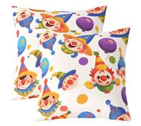 Lot de 2 Enfants Bande Dessinée Clown Hold Up Taie d'oreiller Clown Coloré Coussin Housse Drôle Clown Taie Oreiller Moderne Art Abstrait Style Décoratif Caractéristique Housse Coussin Canapé,45x45