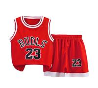Lot De 2 Ensemble Bebe Garçon Fille T-Shirt à Manches Courtes et Short Simple Confortable Casual Jogging Sport Plage Vacances Classique Sport Vacances Été Coton Tendance (Red, 5-6 Years)