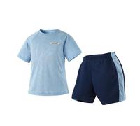 Lot De 2 Ensemble Bebe Garçon Fille Tee Shirt Manche Courte et Short Garçon Mignon Dessin Animé Fashion Plage Vacances Ensemble Deux pièces Été Coton Tendance (Navy, 11-12 Years)