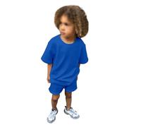 Lot De 2 Ensemble Enfant Garcon Fille à Manches Courtes avec Short pour Garçon Confortable Casual Jogging Sport Plage Respirant Ensemble Deux pièces Été Coton Tendance (Blue, 6-7 Years)
