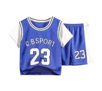 Lot De 2 Ensemble Short Enfant Garçon été en Survêtement Sportif Enfant Maillots De Basketball Débardeur Actif et Shorts Légère Et Respirante Maillot Garçon Ensemble Maillots (Blue, 11-12 Years)
