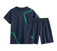 Lot De 2 Ensemble Short Enfant Garçon Survêtement été Sportif Enfant Maillots De Basketball Débardeur Actif et Shorts Légère Et Respirante Maillot Garçon Ensemble Maillots (Dark Blue #1, 3-4 Years)