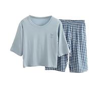 Lot De 2 Ensemble Short Enfant Garçon Tee Shirt Manche Courte et Short Garçon Mignon Dessin Animé Fashion Plage Respirant Classique Sport Vacances Été Usage Quotidien (Light Blue, 10-11 Years)