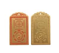 Lot de 2 ensembles (cinabre et laiton) - Carte du monde taoïste cinabre rivière livre oracle huit diagrammes plaque de cuivre pendentif paix, Tai Chi primordial et huit diagramme postérieur plaque de