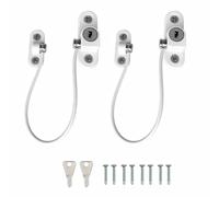 Lot de 2 entrebâilleurs de fenêtre à câble de verrouillage à clé - Entrebâilleur de fenêtre professionnel durable - Sécurité enfant bébé avec vis pour la sécurité de la maison et du bureau (blanc)