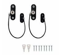 Lot de 2 entrebâilleurs de fenêtre à câble de verrouillage à clé - Entrebâilleur de fenêtre professionnel durable - Sécurité enfant bébé avec vis pour la sécurité de la maison et du bureau (noir)