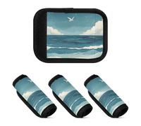 Lot de 2 enveloppes de poignée de bagage multi-usages pour valise, Art de paysage de plage de mer, one sizex2
