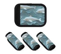 Lot de 2 enveloppes de protection pour poignée de bagage, Art 3D Motif vague de dauphins, one sizex2