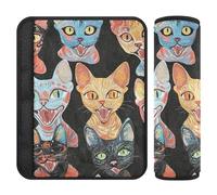 Lot de 2 épaulettes esthétiques Devon Rex Cats noires pour sangles de siège de voiture, protège votre cou et vos épaules pour berline forro para cinturon de seguridad