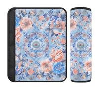 Lot de 2 épaulières chinoises à motif floral rouge bohème pour soulager le stress au cou et aux épaules pour berline forro para cinturon de seguridad