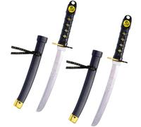Lot de 2 épées de samouraï en plastique avec fourreau, Katana - Accessoires de costume d'Halloween pour garçons, 41,9 cm de long, noir