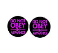 Lot de 2 épingles à boutons « Do Not Obey in Advance » en alliage métallique, 3 cm, métal, sans pierre précieuse, 3cm(1.2"), Métal, Pas de gemme