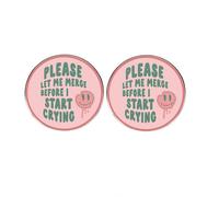 Lot de 2 épingles à boutons en alliage de métal avec inscription « Please Let Me Merge Before I Start Crying », 3 cm, métal, sans pierre précieuse, 3cm(1.2"), Métal, Pas de gemme