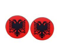 Lot de 2 épingles à boutons rondes en alliage avec drapeau albanais, motif aigle à deux têtes noires, accessoire de fête nationale albanaise des patriotes, souvenir de voyage