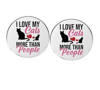 Lot de 2 épingles à boutons rondes en alliage métallique avec inscription « I Love My Cats More Than People » - Soutien émotionnel - Pour propriétaire de chat