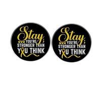Lot de 2 épingles à boutons ronds « Stay You're Stronger Than You Think » - Plaisir optimiste - Ruban en alliage - 3 cm - Métal - Sans pierre précieuse, 3cm(1.2"), Métal, Pas de gemme