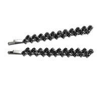 Lot de 2 épingles à cheveux en cristal noir avec strass scintillants - Pinces à cheveux décoratives élégantes pour femme - Épingles à cheveux pour coiffure - Petites pinces à cheveux pour cheveux fins