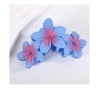 Lot de 2 épingles à cheveux en forme de fleur de frangipanier de 11 cm - Couleur unie - Dégradé de couleur unie - Accessoires pour cheveux pour femme (M-bleu violet)