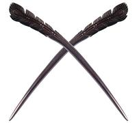 Lot de 2 épingles à cheveux Hollihi - En ébène - Faites à la main - 18 cm