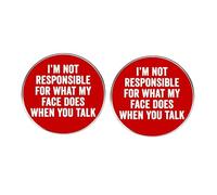 Lot de 2 épingles à moquer humoristiques « I'm not Responsible for What My Face Does When You Talk, » pour homme et femme, 3 cm, métal, sans pierre précieuse, 3cm(1.2"), Métal, Pas de gemme