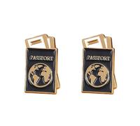 Lot de 2 épingles à passeport en émail en alliage avec carte du monde et carte d'embarquement, jolie broche pour sac à dos, veste, chapeau, cadeau pour voyageurs