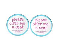 Lot de 2 épingles à revers en alliage métallique avec inscription « Please Offer Me a Seat I Have an Invisible Disability » - Pour homme et femme, 3cm(1.2"), Métal, Pas de gemme