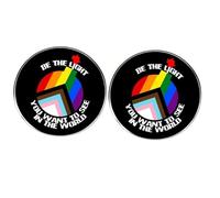 Lot de 2 épingles « Be The Light You Want to See in The World » - Rainbow Pride en émail - Boutons de soutien de l'égalité pour sac à dos, veste, cadeaux de fierté
