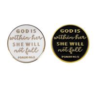 Lot de 2 épingles chrétiennes, « God Is Within Her She Will Not Fall » 46:5 Jésus, inspiration chrétienne en émail pour cadeau chrétien