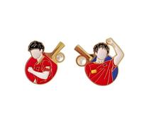 Lot de 2 épingles de joueur de tennis de table - Accessoires pour fans de ping-pong, souvenirs d'événement, badge en émail exquis, cadeaux de sport